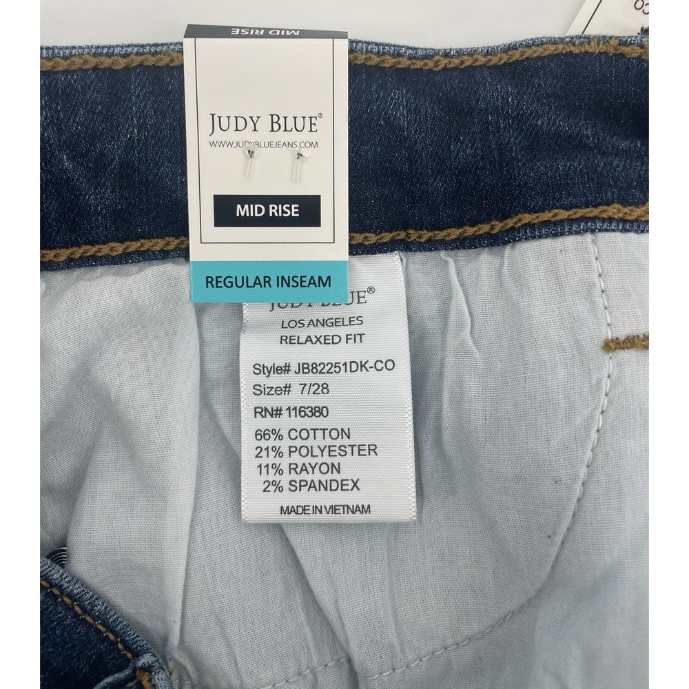 Judy Blue Relaxed Fit Meant To Be Jeans Women 7/28 Dark Wash Distressed MidRise - Picture 5 of 9